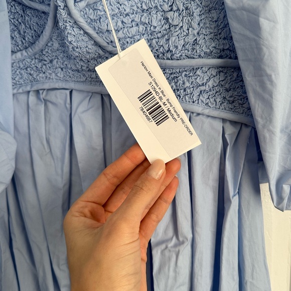 Elegant Blue Puff Sleeve Dress - Picture 3 of 3